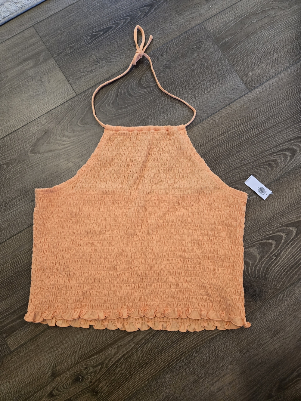 Smocked Halter Crop Top in Peach